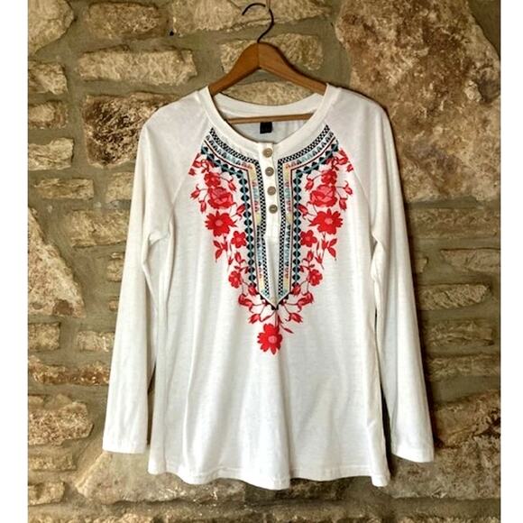Emery Rose Tops - Emery Rose Boho Peasant Top - Size S